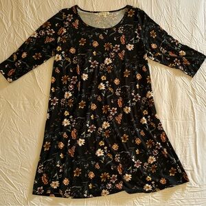 Nine Britton Black Dress with Floral Design